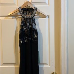 Black floral prom dress